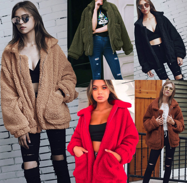 Color: Coffee, Size: L - Lamb zipper coat Q119-CJNSWTQB00555-Coffee-L