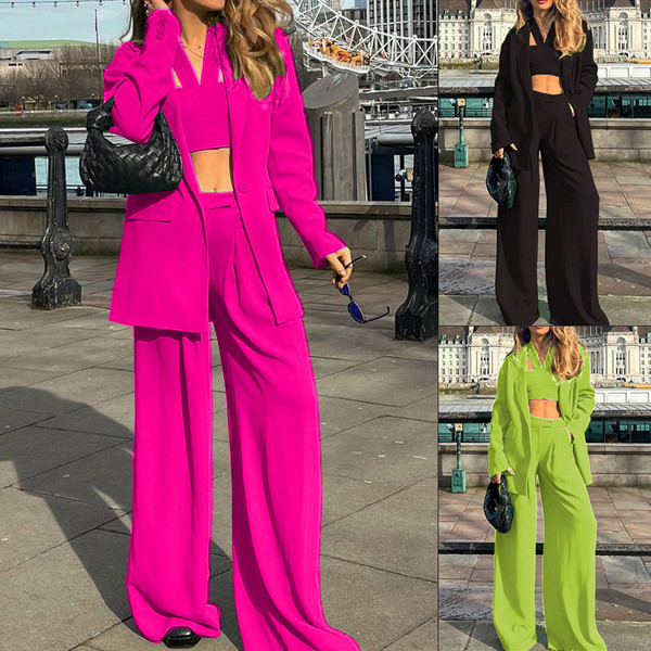 Long Sleeve Suit Coat Casual Trousers Set Three-piece Set Q119-CJLS2087904