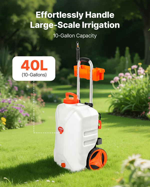 Battery-Powered Sprayer with Wheeled Cart, 10 Gallons Electric Weed Sprayer, Adjustable 0-80 PSI, Y E415-TCSPWQBCSPPPKWTA3001V1
