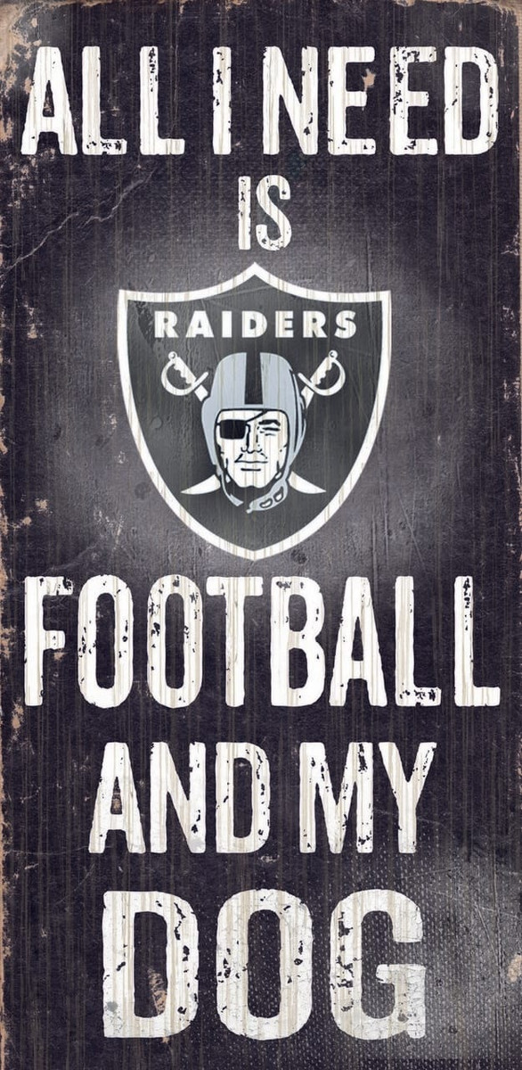 Las Vegas Raiders Wood Sign - Football and Dog 6"x12" Z157-7846003875