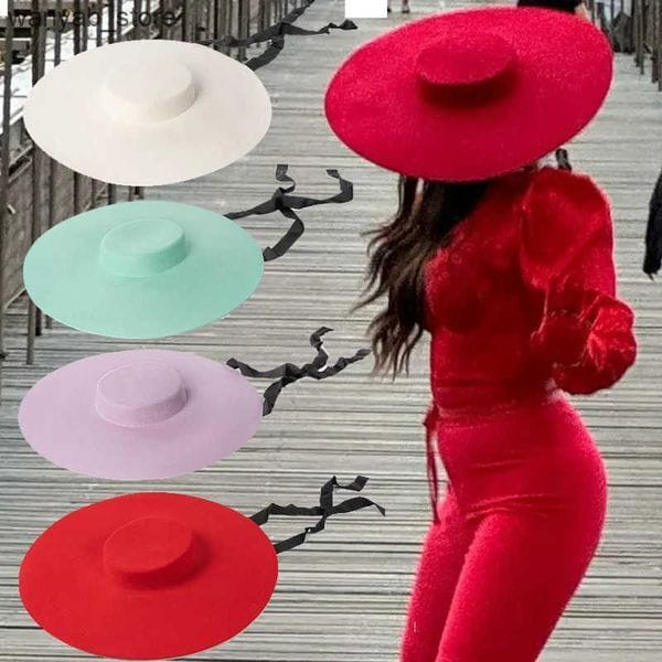 Color: 4_Color - Wide Brim Hats Bucket Hats Light purple Super Wool Hat Extra Large 15cm Big brim S Y829-1323425439074508800