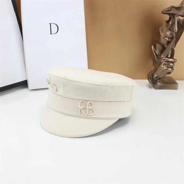 Color: WHITE, Hat Size: 6 - Brand Designer New Winter Embroidery Letter Baker Boy Straw Caps Purple F640-12000051650675388