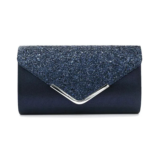 Color: DEEP BLUE - Glitter Bling,Shiny Elegant And Fashionable Envelope Clutch Bag, Party Wedding H F640-12000039128445041