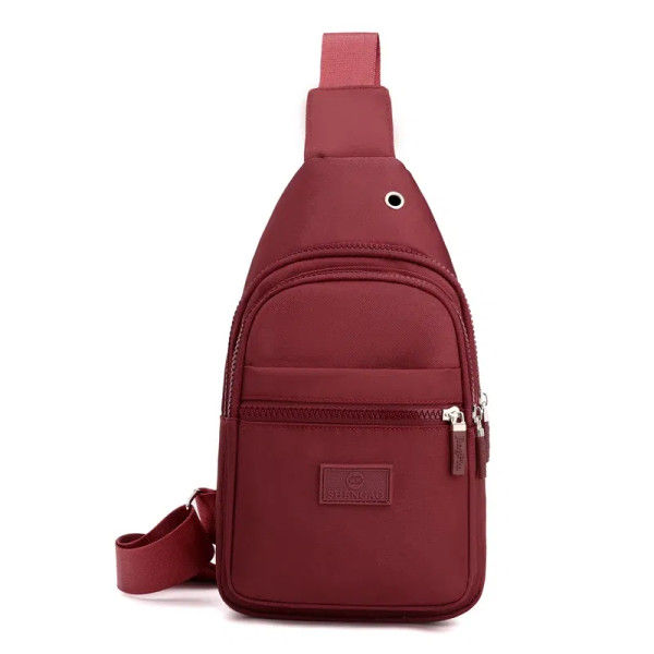 Color: Red - Women's Chest Bag Pure Color Nylon Women's Bag Good Quality Shoulder Bag Casual Women' F640-12000041105970494