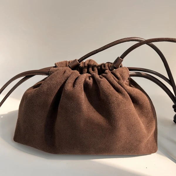 Retro Suede Cowhide Square Bag For Women New Fashion Matte Drawstring Cloud Bag Fashion Single Shou F640-3256807807443855