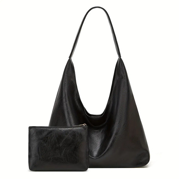Color: black, Size: L - New Tote bag 100 hand bill of lading shoulder women's bag retro simple larg F640-12000039415017258