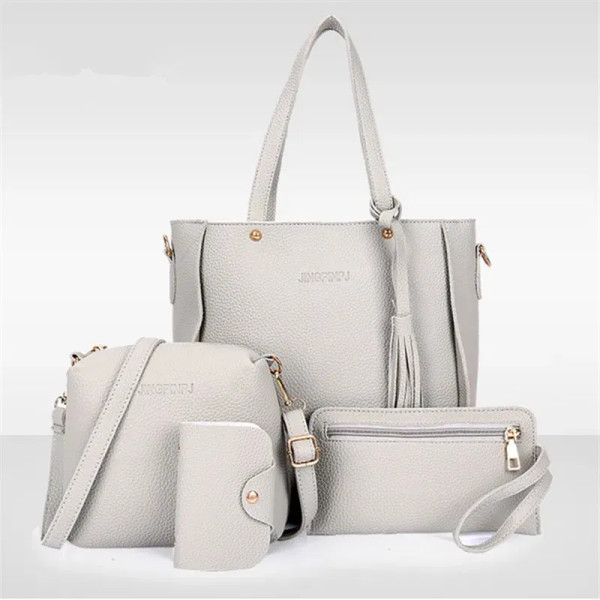Color: GRAY - 4pcs Elegant Minimalist Women'S Shoulder Bag, Handbag, Crossbody Bag, Women Storage B F640-12000050752083050