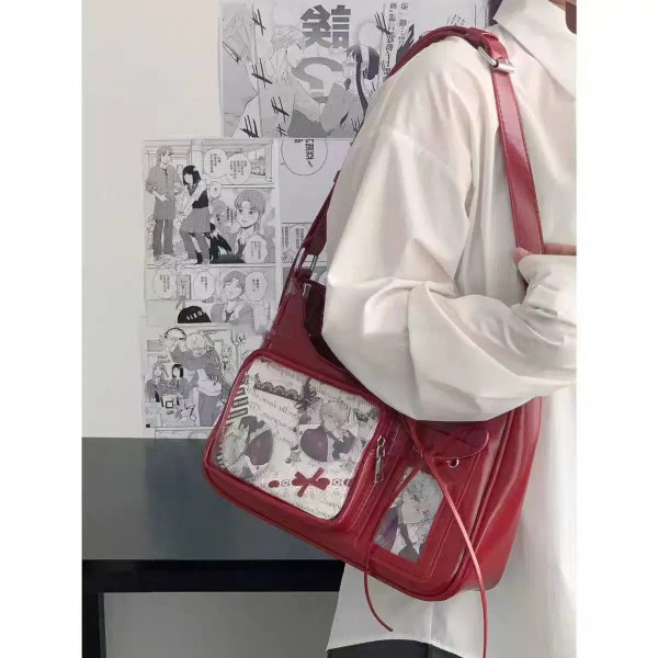 Color: Red - Women's Transparent Ida Bags Japan Shoulder Bags Women Students Crossbody Bags Women's F640-12000049327123963