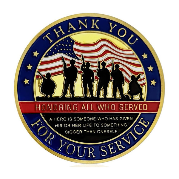 Thank you for Your Service Honor the Veterans Gold Plated Appreciation Coin A706-TYSHVPAC-GD