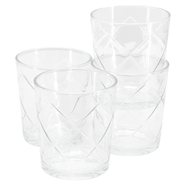 Gibson Home Lattice 4 Piece 13.5 Ounce Double Old-Fashioned Glass Set D970-141403.04