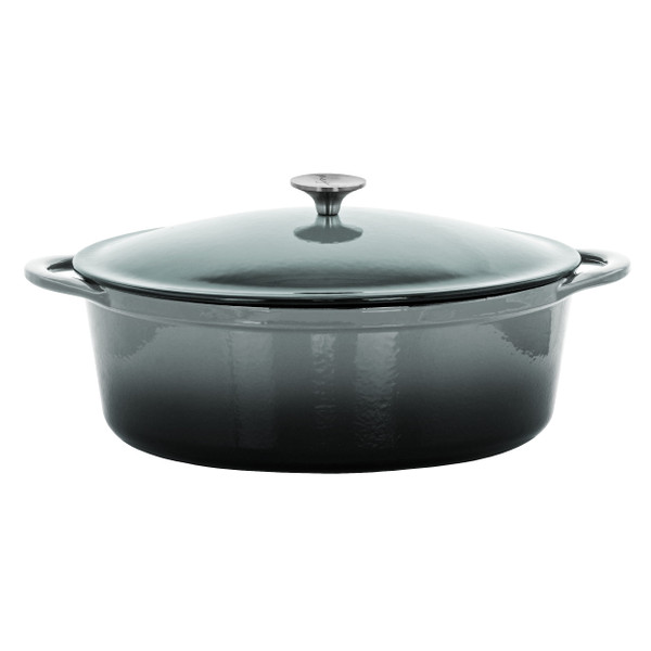 MegaChef 7 Quarts Oval Enameled Cast Iron Casserole in Gray D970-MG-CO33AG
