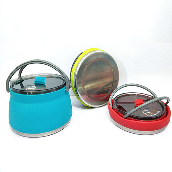 New Camping Portable Silicone Folding Kettle Outdoor Compressible Folding Pot Travel Silicone Kettle Q119-CJCJ1113786