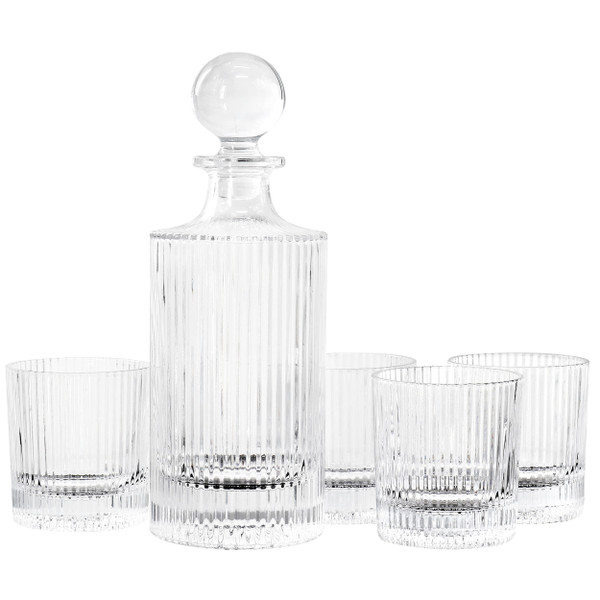 Gibson Home Acropolis 5 Piece Decanter and Double Old Fashioned Glasses Set D970-140799.05