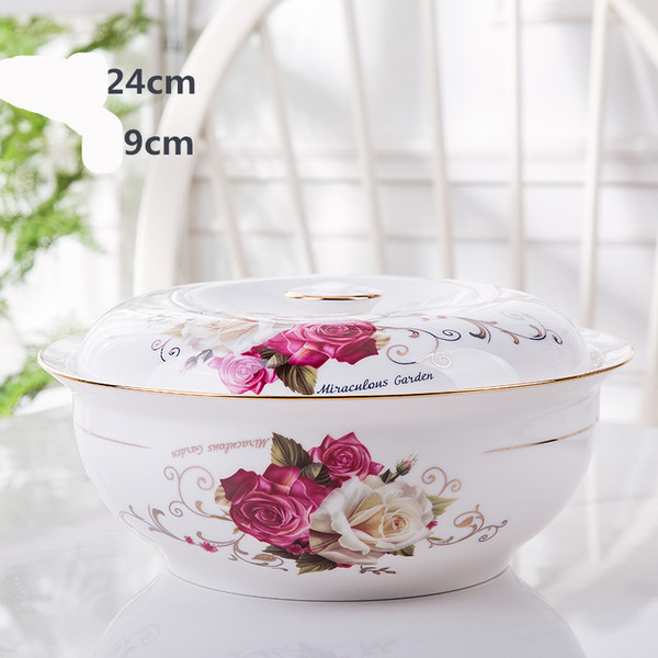 style: F - Household Bone China Soup Bowl With Lid Q119-CJCJ117716506FU