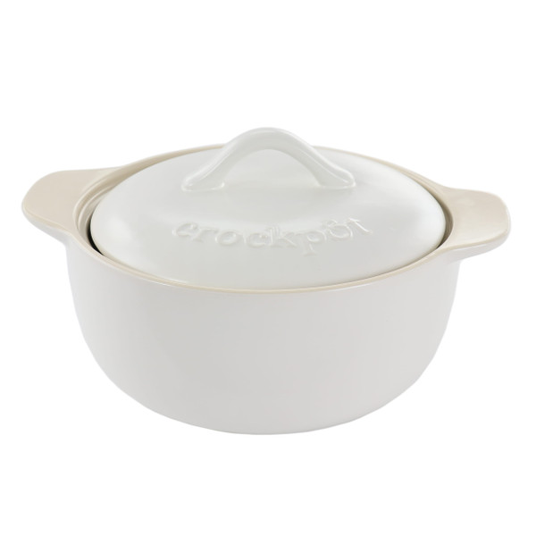 Crock Pot Artisan 2.3 Quart Round Stoneware Casserole with Lid in White D970-136632.02
