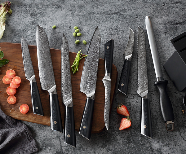 style: Nine piece set - Damascus Meat Cleaver Japanese Chef's Knife Q119-CJCJ122589208HS