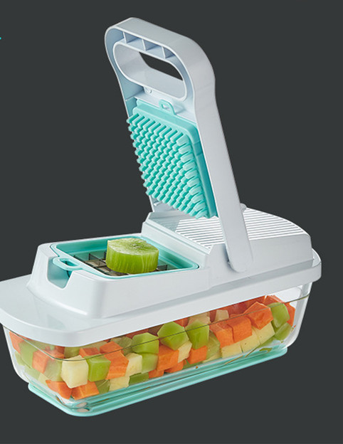 Color: Glass bowl white blue - Shredder, Vegetable Cutting Artifact, Multi-Function Potato Grater,  Q119-CJCJ111985201AZ