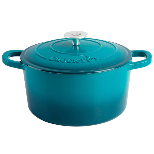 Crockpot Artisan 7 Quart Round Enameled Cast Iron Dutch Oven with Lid in Teal D970-137374.02