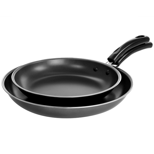 Gibson Everyday Highberry 2 Piece 12in and 10in Frying Pan Set in Metallic Grey D970-127787.02