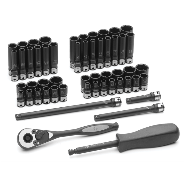 Grey Pneumatic 1/4" Drive 53 Piece Fractional & Metric Duo-Socket Set - 6 Point T398-GRE89653CRD
