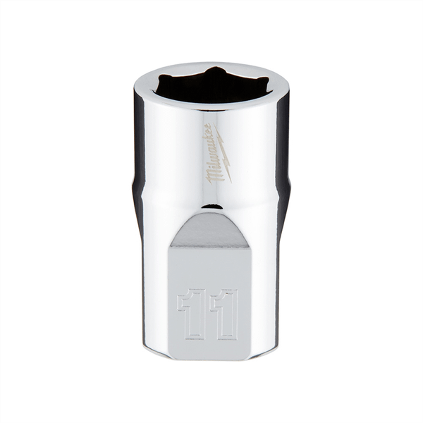 Milwaukee Tool 3/8" Drive 11mm  Metric 6-Point Socket with FOUR FLAT Sides, Vanadium Steel, Chrome T398-MLW45-34-9081