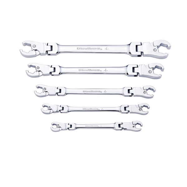 GearWrench 5 Piece Ratcheting Flex Head Flare Nut SAE Wrench Set T398-KDT89100