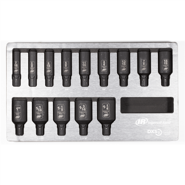 Ingersoll Rand DXS2 Drive Hex Deep SAE Impact Socket Set, 14-Piece T398-IRTDXSK2H14L
