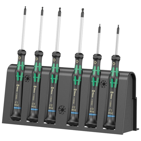 Wera Micro Precision METRIC HEX-Plus Screwdriver Set with Storage Rack (6-Piece) M119-05118156001