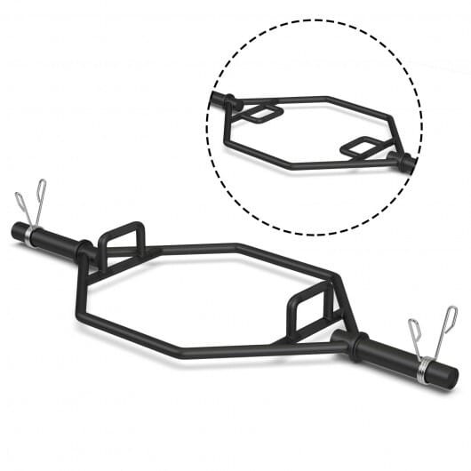56 Inch Olympic Hexagon Deadlift Trap Bar with Folding Grips Powerlifting-Black - Color: Black D681-SP37185BK