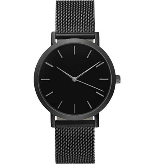 Color: Black + Black - Steel-Band Fashion Quartz Watch Q119-CJZBNSQL00001-Black + Black