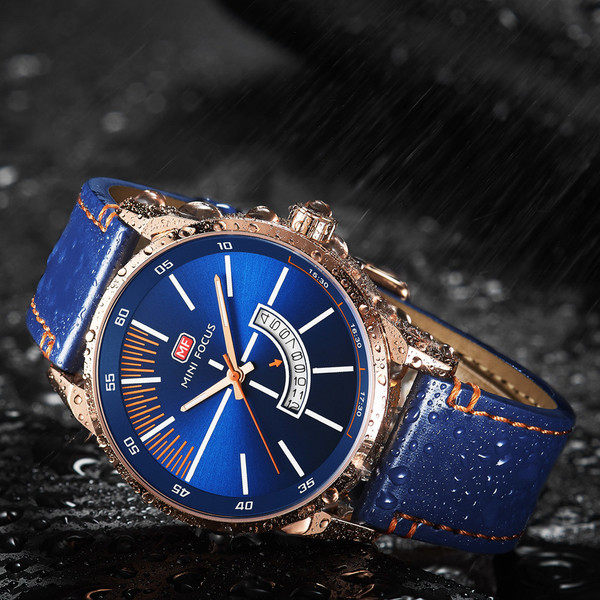 Mens Sports Watch With Calendar Luminous Display Waterproof And Genuine Leather Strap Q119-CJNS2737583