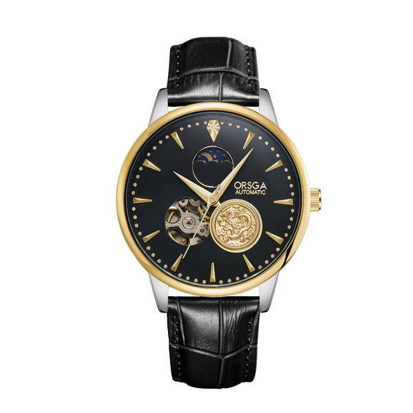 Color: Black Belt Silver Case Gold - High-end Business Automatic Mechanical Watch Men Q119-CJJX248977215OL