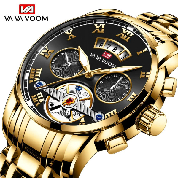 Color: Multicolor - Relogio Masculino Top Brand Mens Luxury Watch Stainless Steel Luminescence Cloc F640-12000038486820882