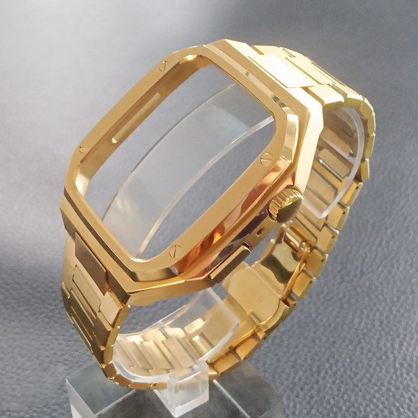 Color: Gold, style: 45MM - Watch Integrated Stainless Steel Metal Protective Case Q119-CJYD149380102BY