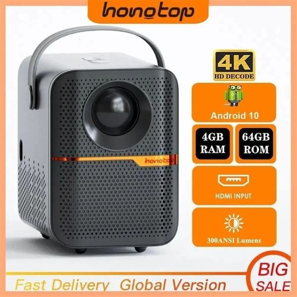 Other Electronics HONGTOP P11 Android Smart Mini Projector 300ANSI Lumen Portable 4K with WIFI Blue Y829-1431072164573229068