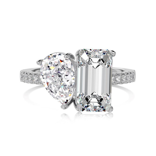 Color: DY121040SWWH, Size: 7 - S925 Sterling Silver Double Main Stone Ring For Women Q119-CJLX256851002BY