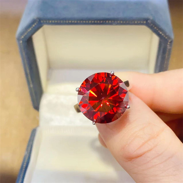 Style: 2 Karat, Size: No 18 - 10 Karat Pigeon Blood Red Moissanite Ring European And American Micro Q119-CJLX247234921UF