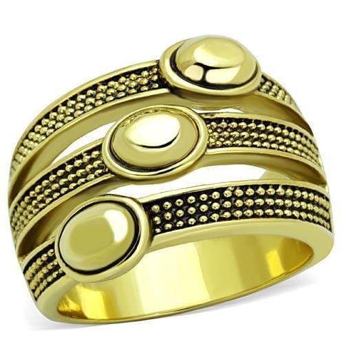 TK1718 - IP Gold(Ion Plating) Stainless Steel Ring with Epoxy  in Jet A874-TK1718