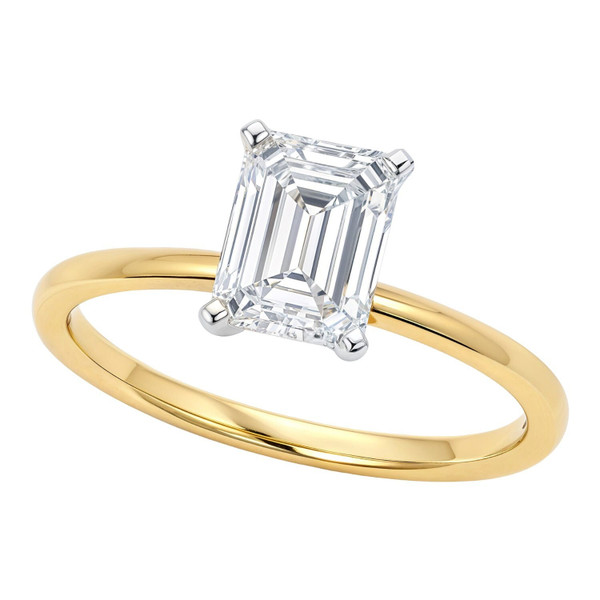 2 Carat Emerald Lab Grown IGI G/VS1 Diamond Solitaire Ring in 10K Yellow Gold P150-63765-7.5