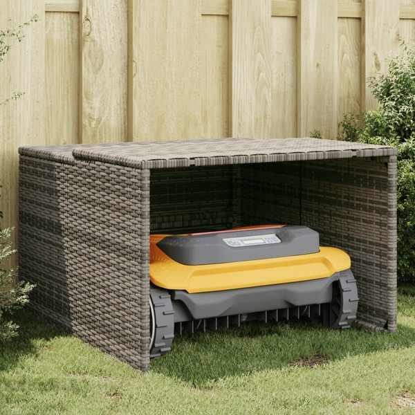 Robot Mower Garage Gray 33.9"x35.4"x20.5"/22.4" Poly Rattan A949-365406