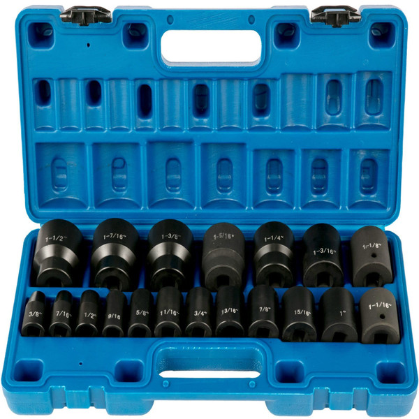 Impact Socket Set 1/2 Inches 19 Piece Impact Sockets, Standard Socket Assortment, 1/2 Inches Drive  E415-CJTT19PC12INBZ001V0