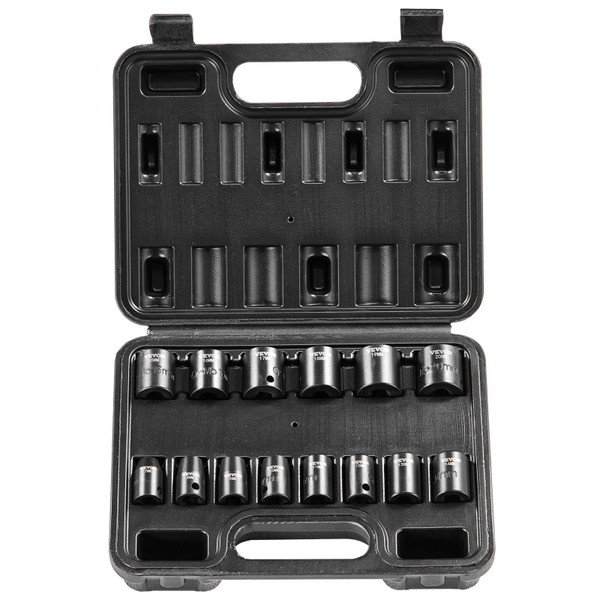 3/8" Drive Impact Socket Set, 14 Piece Shallow Socket Set Metric 7-20mm, 6 Point Cr-Mo Alloy Steel  E415-CJTTZJ1CRMO17G1EZV0