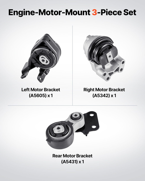  Engine and Transmission Motor Mount Kit Replacement, Set of 3, Compatible with 20072014 Ford Edge  E415-FDJMDZJ3JTPNEUVV7001V0