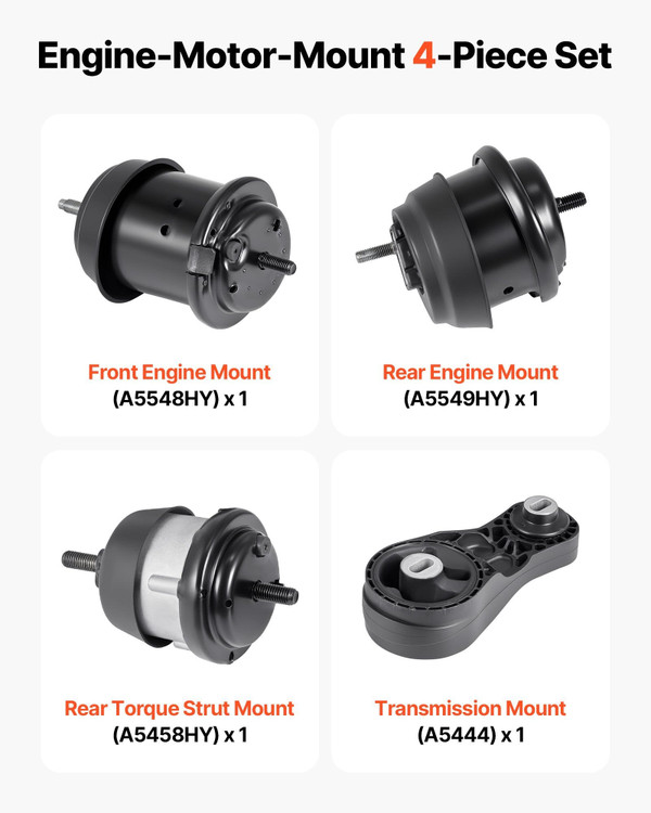  Engine and Transmission Motor Mount Kit Replacement, Set of 4, Compatible with 20092017 Chevrolet  E415-FDJMDZJ4JTPNZS6DZ001V0