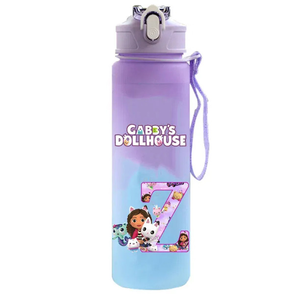 Color: DEEP BLUE, Size: Other - Water Bottle Gabby Dollhouses Cartoon Letter A-Z Printed Large Capa F640-12000046047107008