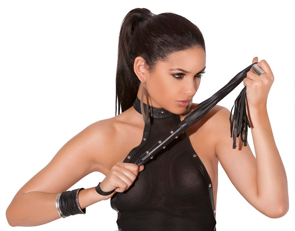 LEATHER WHIP W/ STUDS ON HANDL Y200-L9154