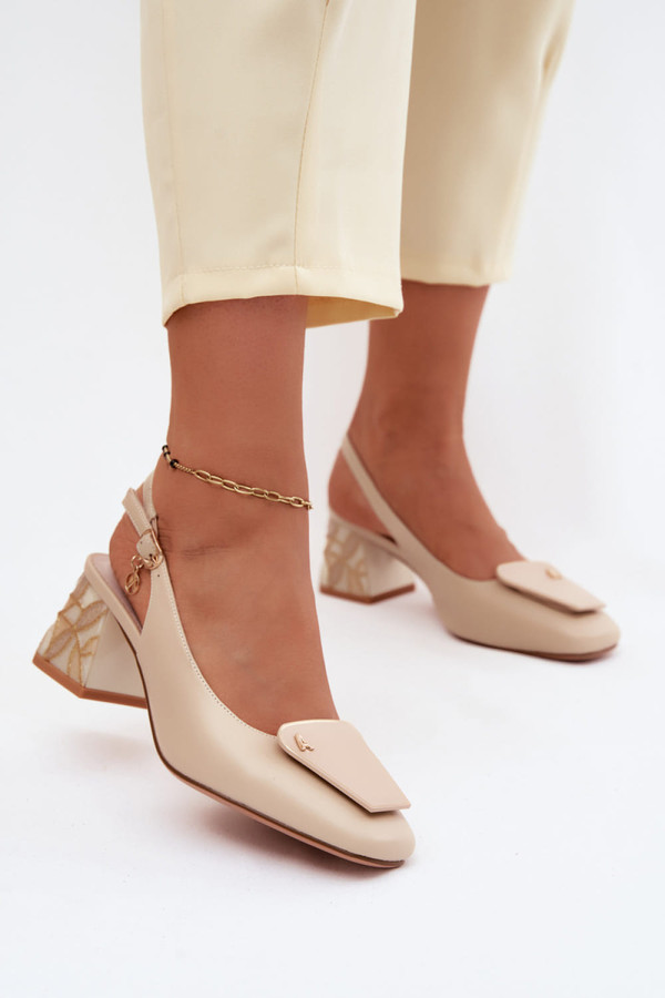 beige - Block heel pumps model 228407 Step in style U704-228407