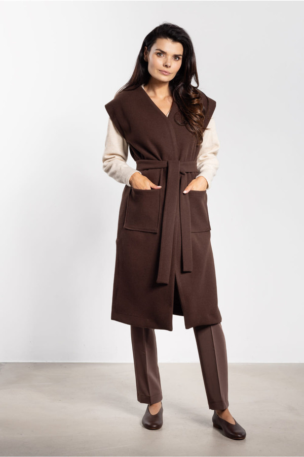 brown - Gilet model 218956 awama U704-218956