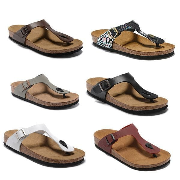 Color: khaki - Size: L7/M5 (Eur38=24.5CM) - New Version Cork slippers Slides Mens Womens Summer San Y829-1240513544416612367