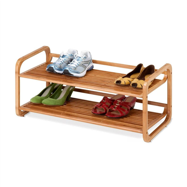 Bamboo Modern 2-Shelf Stackable Shoe Rack - Holds up to 8 Pair of Shoes Q280-BAEPSR395174093